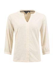 كريم - Weird Fish Mabel Cotton Jacquard 3/4 Sleeve Top - صورة 6 من 7