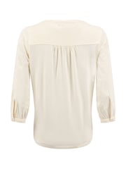 كريم - Weird Fish Mabel Cotton Jacquard 3/4 Sleeve Top - صورة 7 من 7