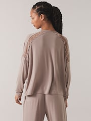B by Ted Baker Mink Brown Modal Long Sleeve T-Shirt - Image 2 of 4