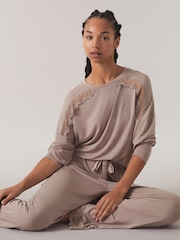B by Ted Baker Mink Brown Modal Long Sleeve T-Shirt - Image 3 of 4