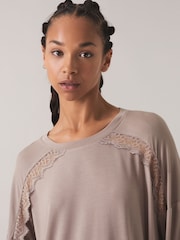 B by Ted Baker Mink Brown Modal Long Sleeve T-Shirt - Image 4 of 4