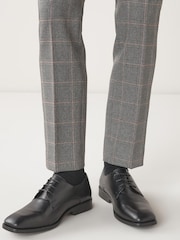 Black Regular Fit Leather Square Toe Derby Shoes - Image 2 of 5