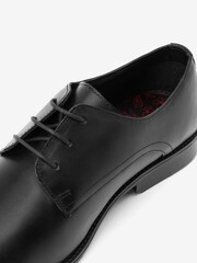 Black Regular Fit Leather Square Toe Derby Shoes - Image 4 of 5