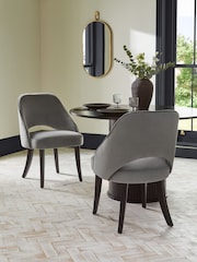 Set of 2 Soft Velvet Mid Grey Remi Black Leg Dining Chairs - Image 1 of 8