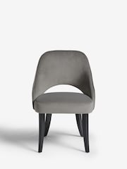 Set of 2 Soft Velvet Mid Grey Remi Black Leg Dining Chairs - Image 2 of 8