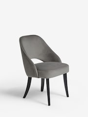 Set of 2 Soft Velvet Mid Grey Remi Black Leg Dining Chairs - Image 3 of 8