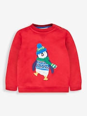 JoJo Maman Bébé Red Penguin Appliqué Sweatshirt - Image 1 of 2
