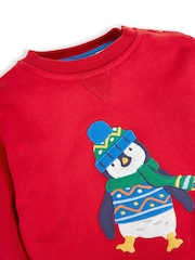 JoJo Maman Bébé Red Penguin Appliqué Sweatshirt - Image 2 of 2