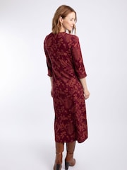 Weird Fish Brown Felicity Printed Jersey Midi Dress - Image 2 of 7