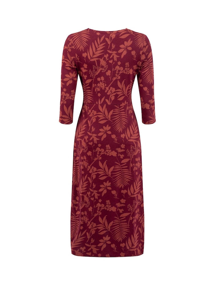 Weird Fish Brown Felicity Printed Jersey Midi Dress - Image 7 of 7 Weird Fish Brown Felicity Printed Jersey Midi Dress - Image 7 of 7