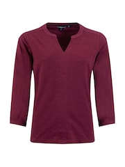 أحمر - Weird Fish Mabel Cotton Jacquard 3/4 Sleeve Top - صورة 5 من 6