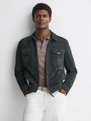 Reiss Dove Grey Austin Short Sleeve Polo T-Shirt - Image 3 of 5
