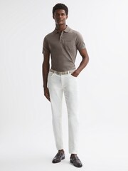 Reiss Dove Grey Austin Short Sleeve Polo T-Shirt - Image 4 of 5