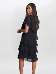 Gina Bacconi Black Bella Georgette Tiered Dress - Image 2 of 4