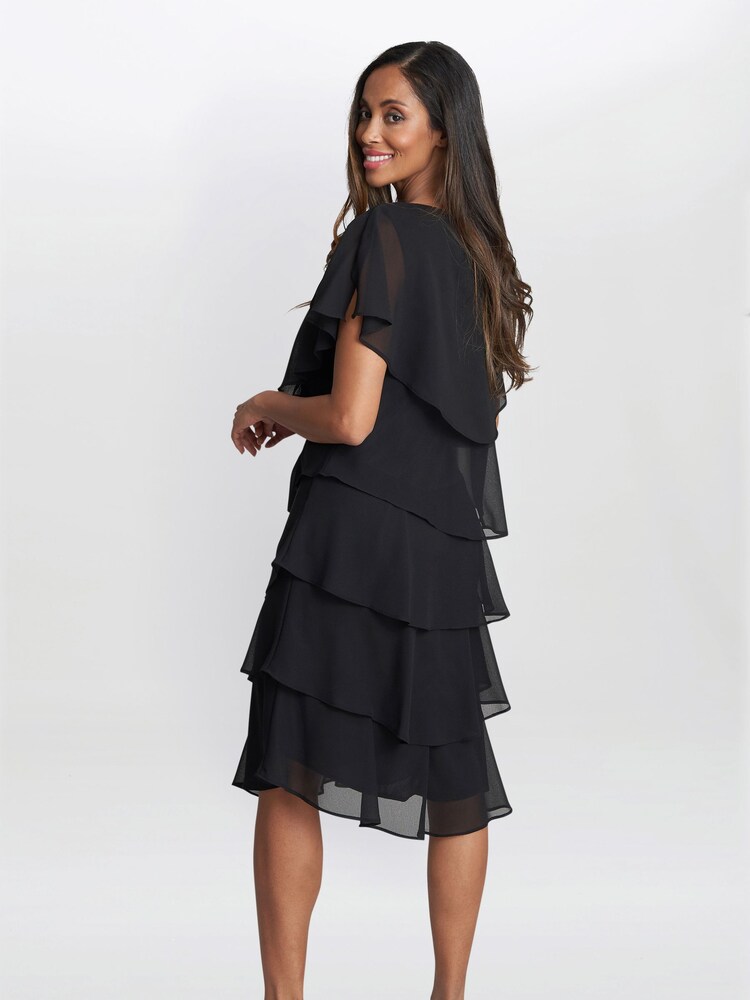 Gina Bacconi Black Bella Georgette Tiered Dress - Image 2 of 4