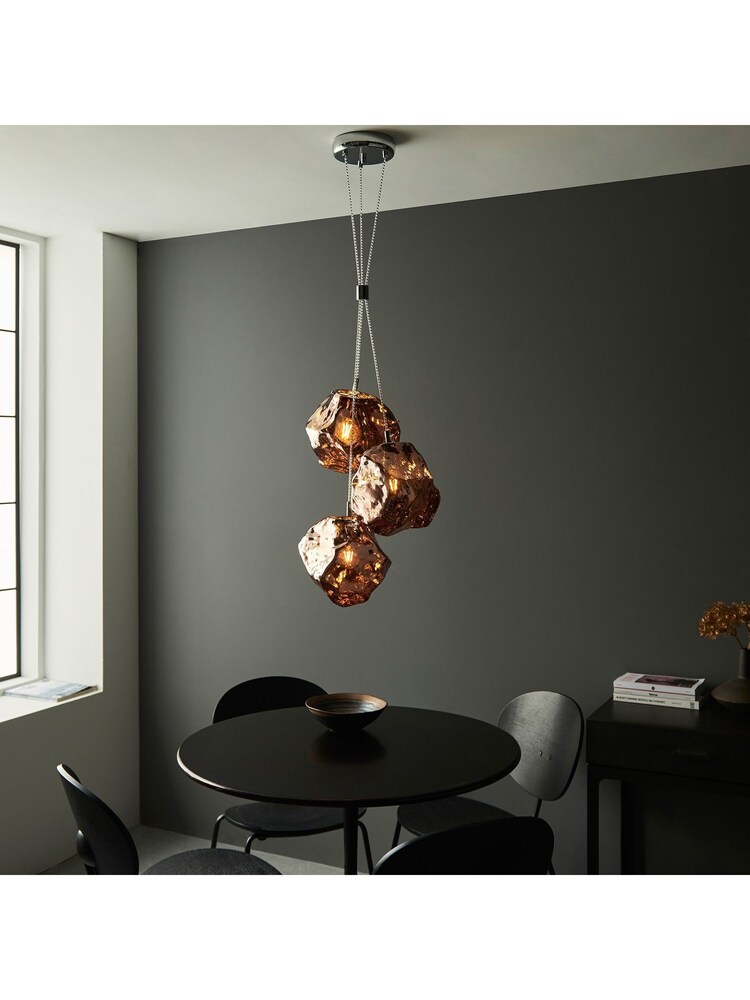 Gallery Home Copper Hamble 3 Bulb Pendant Ceiling Light - Image 1 of 7