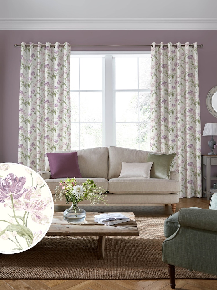 Laura Ashley Grape 100% Cotton Gosford Made to Measure Curtains - Image 2 of 9