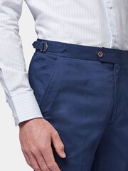 Peckham Rye Navy Blue Regular Fit Single Pleat Trousers - Image 4 of 6