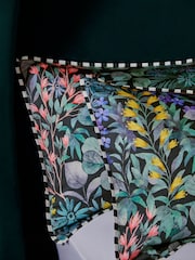 Black/Green Reversible Floral 200 Thread Count 100% Cotton Sateen Duvet Cover and Pillowcase Set - Image 4 of 6