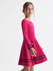 Reiss Bright Pink Paige 4-9 yrs Knitted Flared Dress - Image 3 of 6