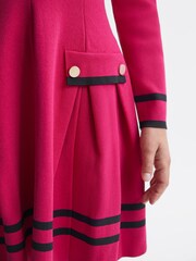 Reiss Bright Pink Paige 4-9 yrs Knitted Flared Dress - Image 4 of 6