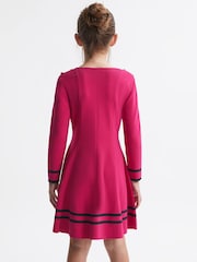 Reiss Bright Pink Paige 4-9 yrs Knitted Flared Dress - Image 5 of 6
