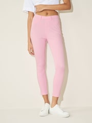 Pink Cropped Denim Jersey Leggings - Image 1 of 6