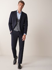 Navy Blue Tailored Fit Two Button Suit Jacket - Image 3 of 9