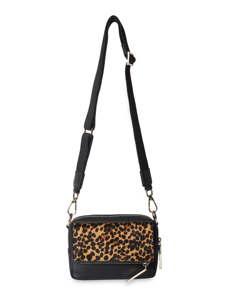 Whistles Black Leopard Bibi Cross-body Bag - Image 1 of 4