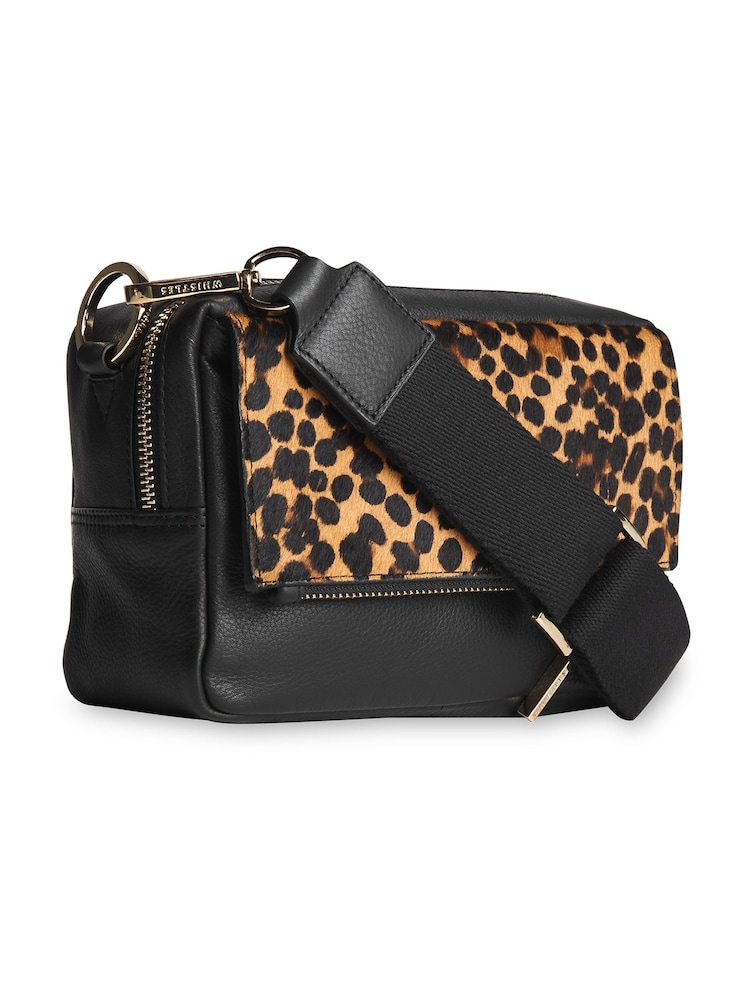 Whistles Black Leopard Bibi Cross-body Bag - Image 4 of 4