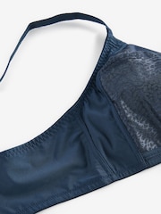 Navy Blue Total Support Non Pad Non Wire Animal Print Mesh Bra with Side Support - Image 7 of 7