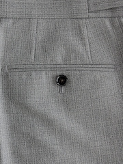 Light Grey Slim Fit Textured Wool Suit Trousers - Image 6 of 8
