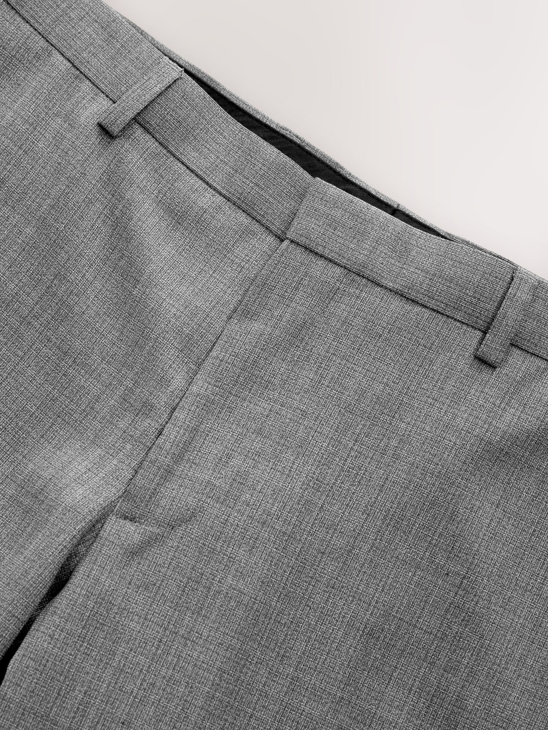 Buy Light Grey Slim Fit Textured Wool Suit Trousers from