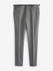 Light Grey Slim Fit Textured Wool Suit Trousers - Image 8 of 8