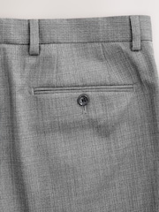 Light Grey Slim Fit Textured Wool Suit Trousers - Image 9 of 9