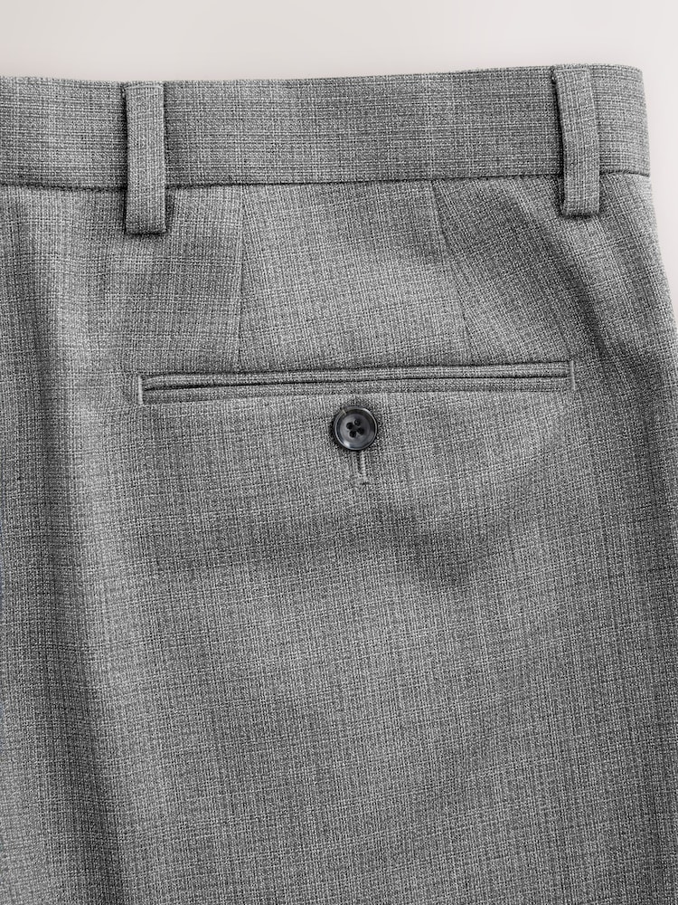 Light Grey Slim Fit Textured Wool Suit Trousers - Image 9 of 9