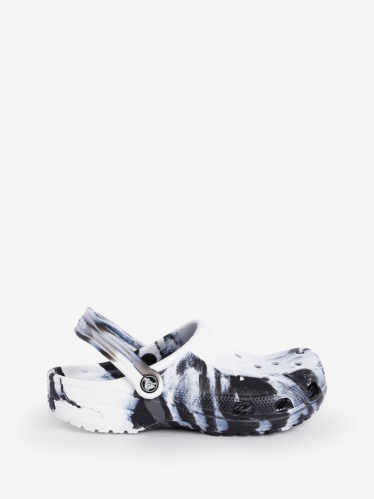 Crocs Black Classic Unisex Marbled Clogs - Image 1 of 8