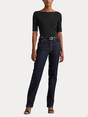 Azul - Lauren Ralph Lauren Judy Stretch Cotton Boatneck T-Shirts - Imagen 2 de 6