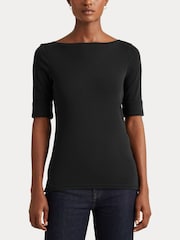 Azul - Lauren Ralph Lauren Judy Stretch Cotton Boatneck T-Shirts - Imagen 3 de 6