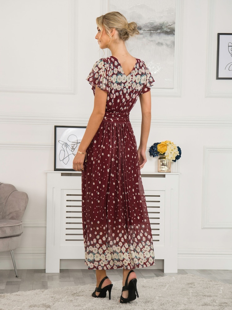 Jolie Moi Red Mably Mirror Print Maxi Mesh Dress - Image 2 of 5