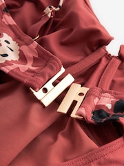 Berry Red Aztec DD+ Ruched Side Tummy Control Wired Swimsuit - Image 5 of 6