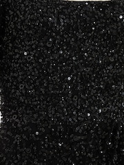 Quiz Black Sequin Long Sleeve Wrap Maxi Dress - Image 4 of 4