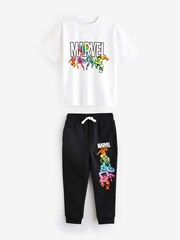 White/Black Licensed Marvel Avengers T-Shirt and Joggers Set (3-16yrs) - Image 1 of 3