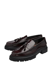 Frank Wright Red Leather Slip-On Loafers - Image 2 of 4