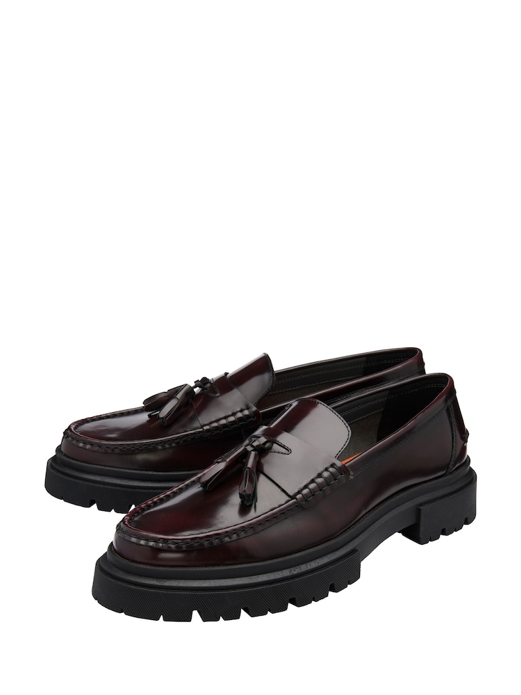 Frank Wright Red Leather Slip-On Loafers - Image 2 of 4 Frank Wright Red Leather Slip-On Loafers - Image 2 of 4