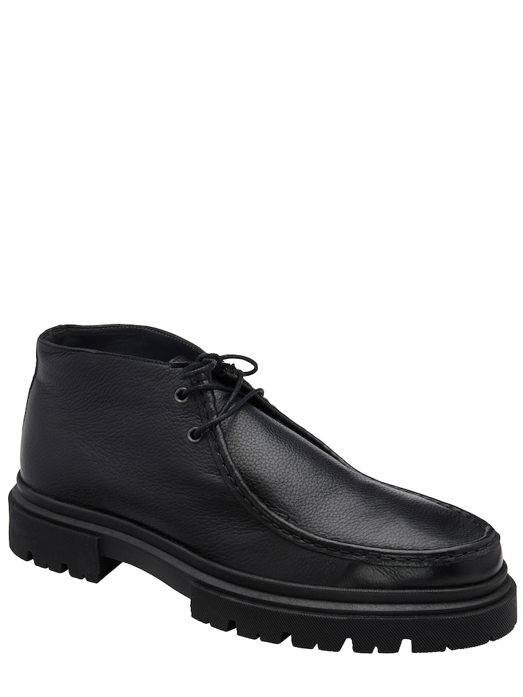 Frank Wright Black Leather Lace-Up Ankle Boots - Image 1 of 4 Frank Wright Black Leather Lace-Up Ankle Boots - Image 1 of 4