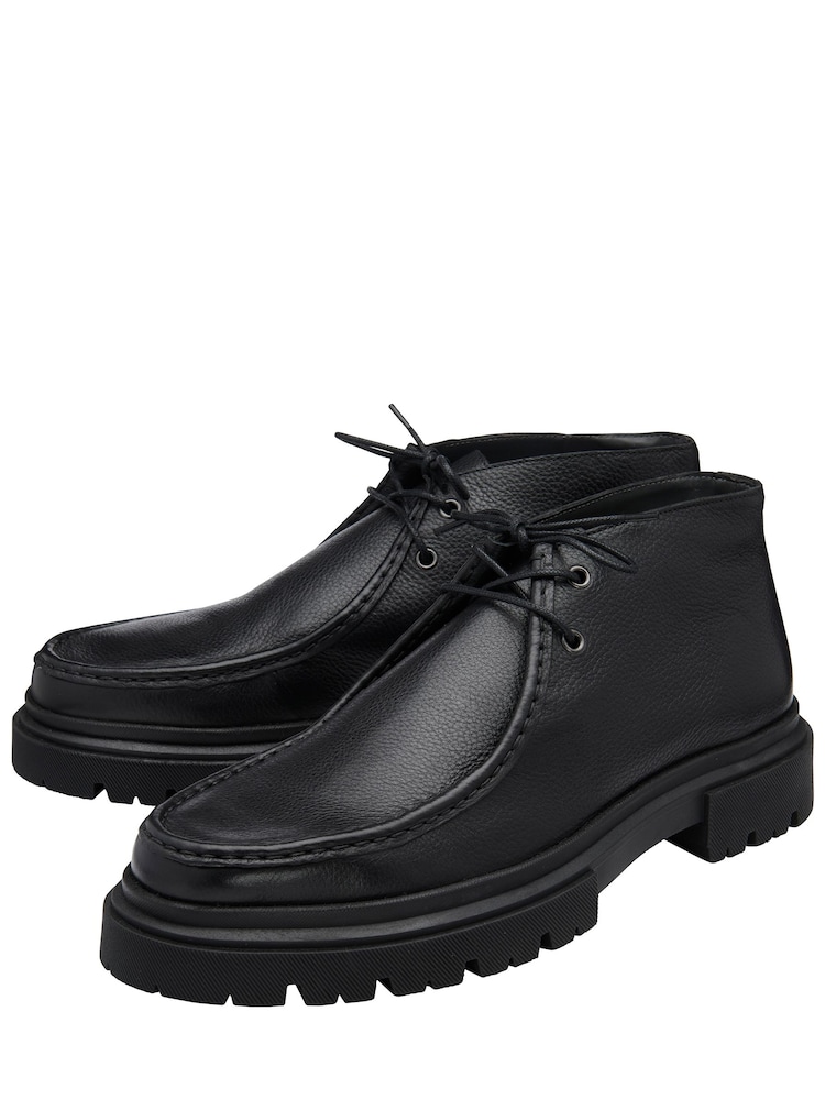 Frank Wright Black Leather Lace-Up Ankle Boots - Image 2 of 4 Frank Wright Black Leather Lace-Up Ankle Boots - Image 2 of 4