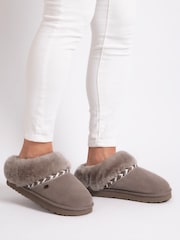 Totes Light Grey Sheepskin™ Ladies Phoebe Slippers - Image 1 of 5
