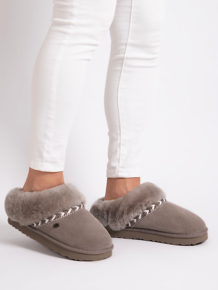 Totes Light Grey Sheepskin™ Ladies Phoebe Slippers - Image 1 of 5