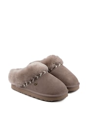 Totes Light Grey Sheepskin™ Ladies Phoebe Slippers - Image 2 of 5